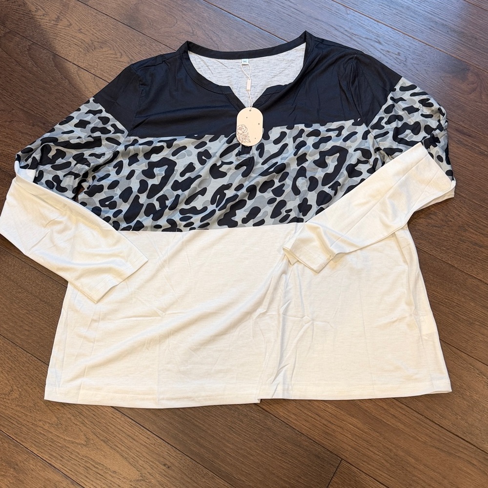 Zeagoo Women’s Boho Leopard Print Long Sleeve Top 3XL NWT C15-009